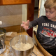 My son dug the flour out of the bag like an excavator in the sand. He got his favorite “boing, boing tool,” a circular egg beater he loves to mix with, and spread a lot of flour everywhere. “I like making a mess,” he says.